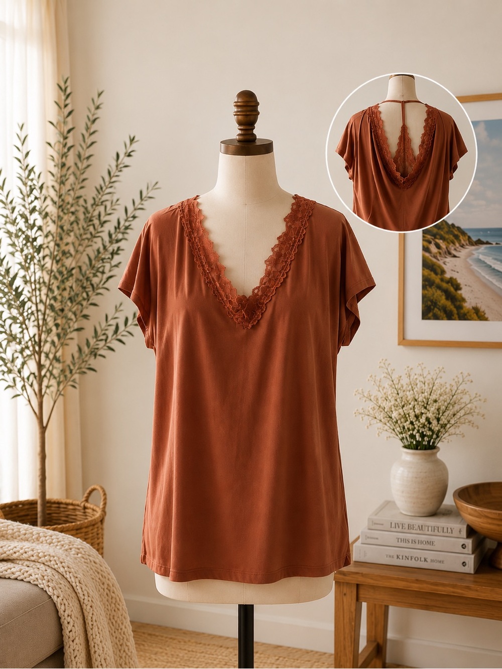 Daytrip Lace Back Top Size Large Mauve Pink Boho Boutique Blouse